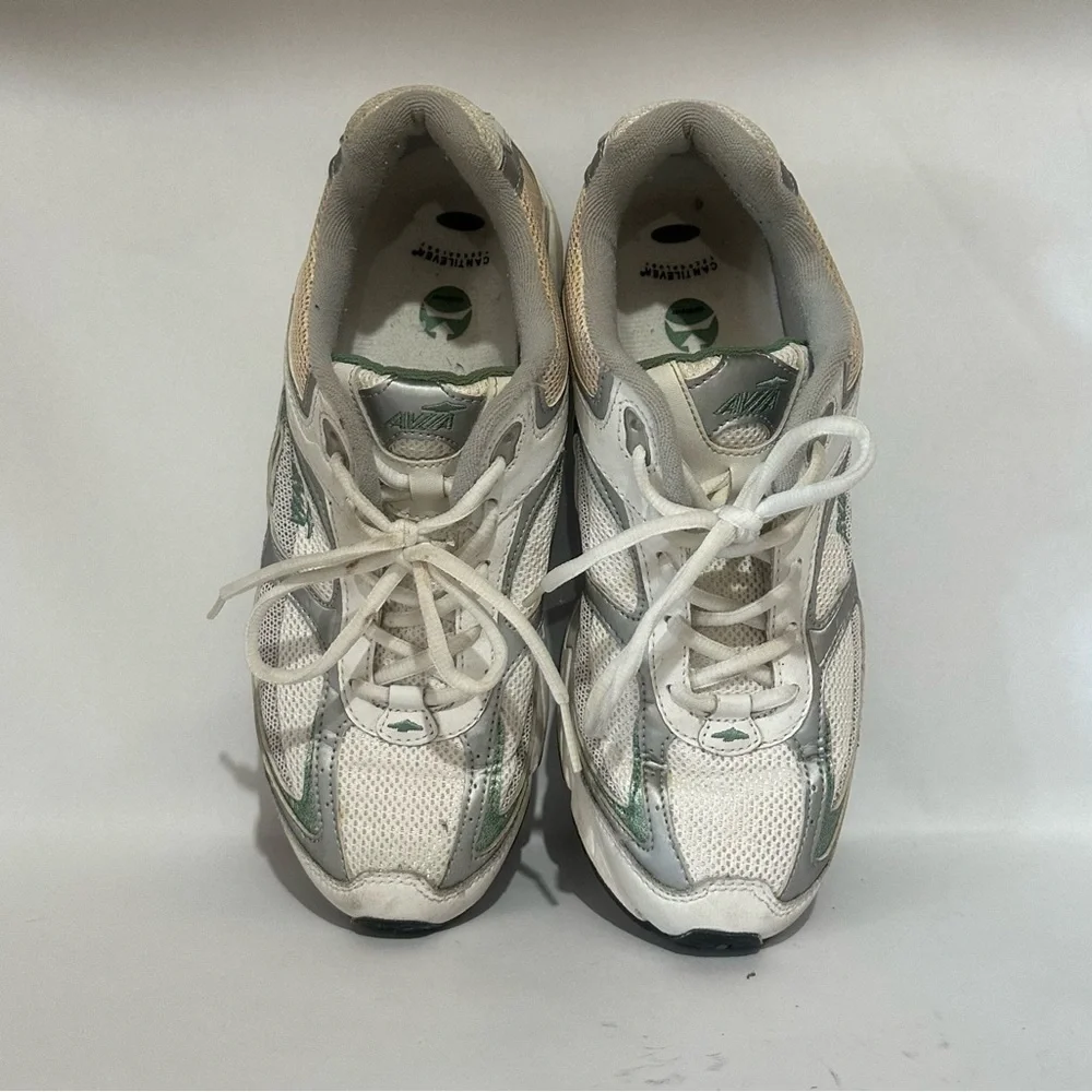 Avia Green and White Sneakers with Supportive Design